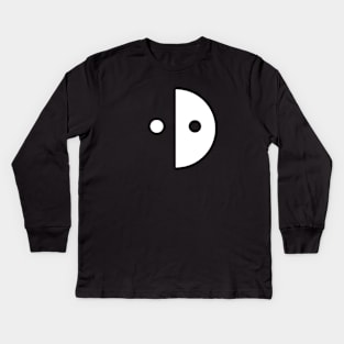 Half Circle Simple Geometry Yin Yang Robot Kids Long Sleeve T-Shirt